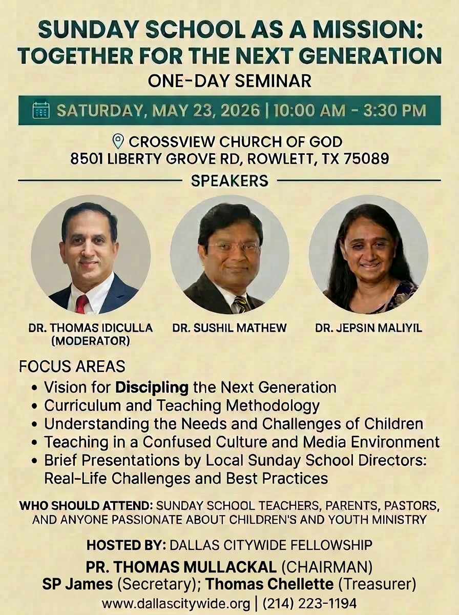 Sunday School as a Mission: Together for the Next Generation — Flyer